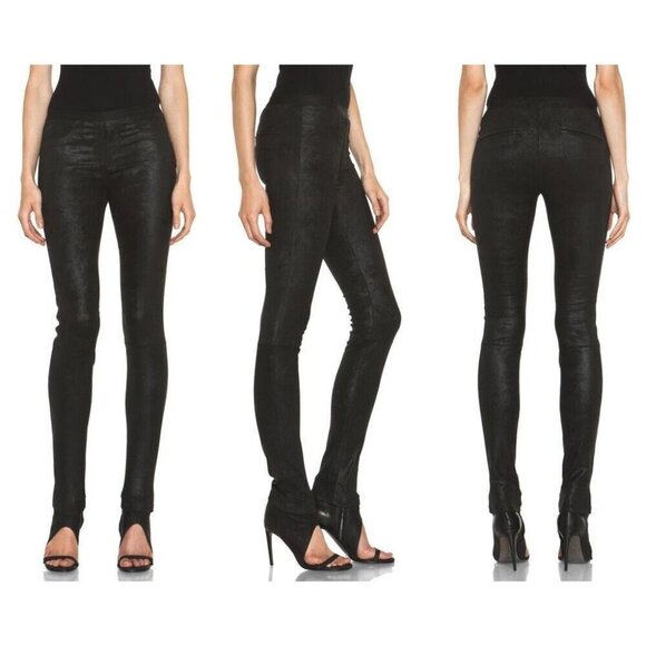 Helmut Lang Patina Stretch Leather Pant Size 0 XS Womens Bismuth $1200 - Picture 4 of 12